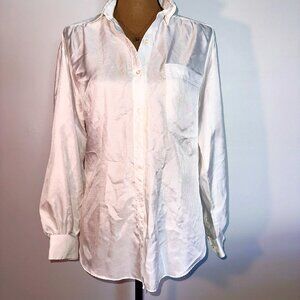 White satin button down shirt